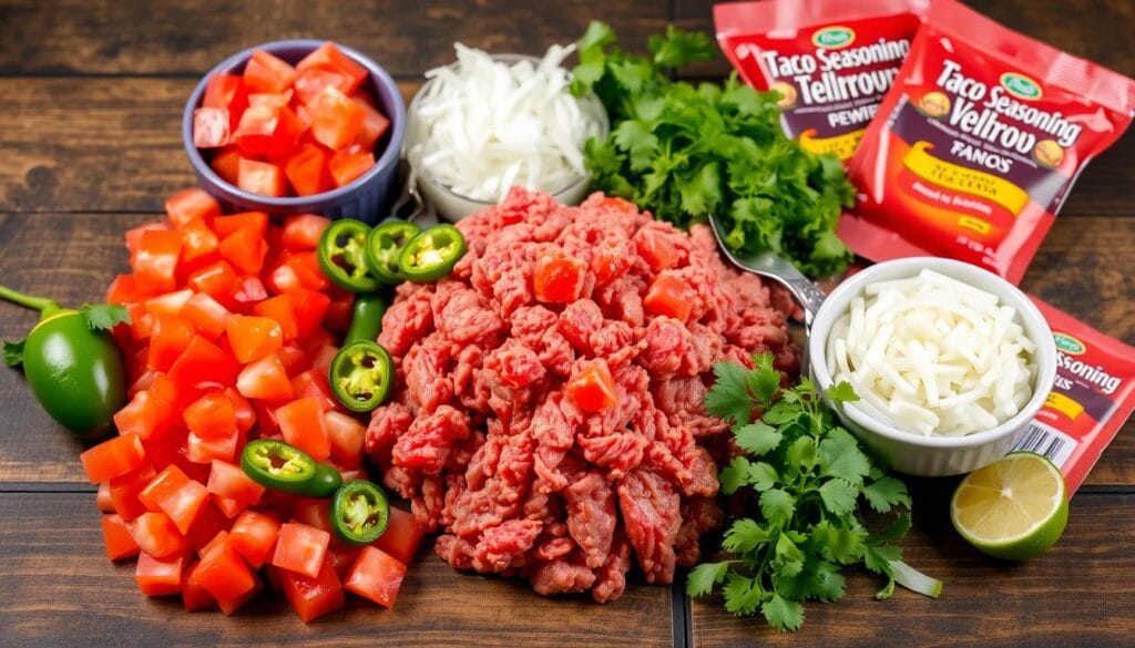 Spicy beef tacos ingredients