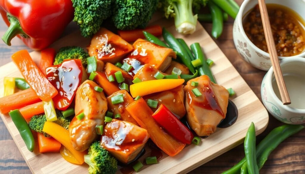 Teriyaki chicken stir-fry ingredients