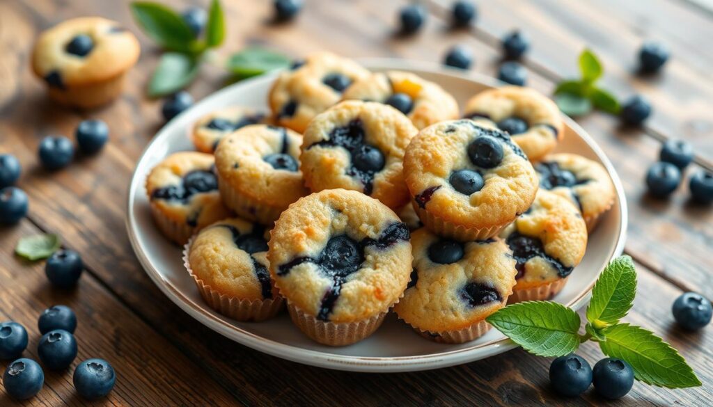 Delicious Mini Blueberry Muffins Ready in 25 Minutes 2 miniature blueberry muffins